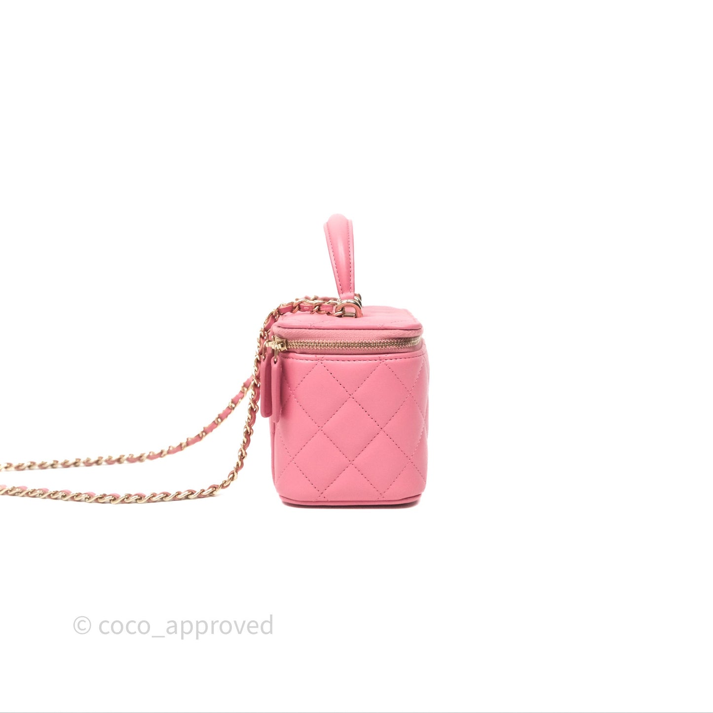 Chanel Vanity Rectangular Top Handle Pink Lambskin Gold Hardware