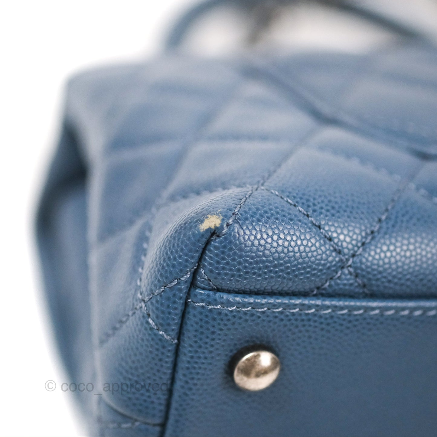 Chanel Small Coco Handle Dark Blue Caviar Ruthenium Hardware