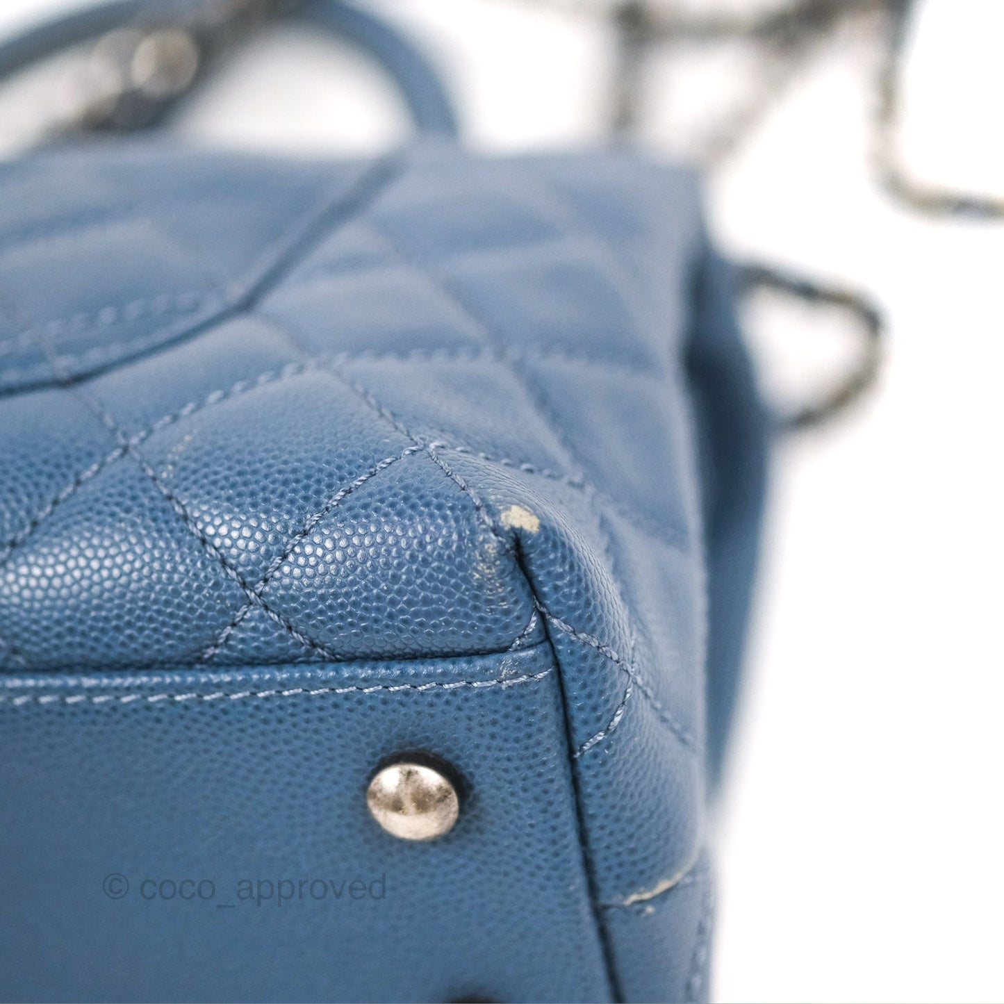 Chanel Small Coco Handle Dark Blue Caviar Ruthenium Hardware