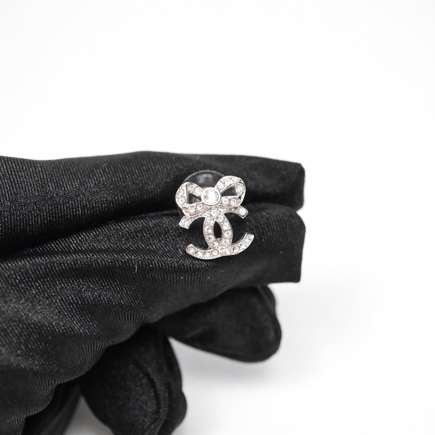 Chanel Crystals Ribbon Bow CC Earrings 23C