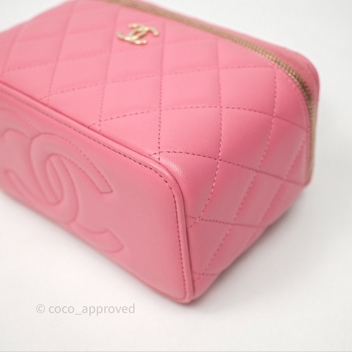 Chanel Vanity Rectangular Top Handle Pink Lambskin Gold Hardware