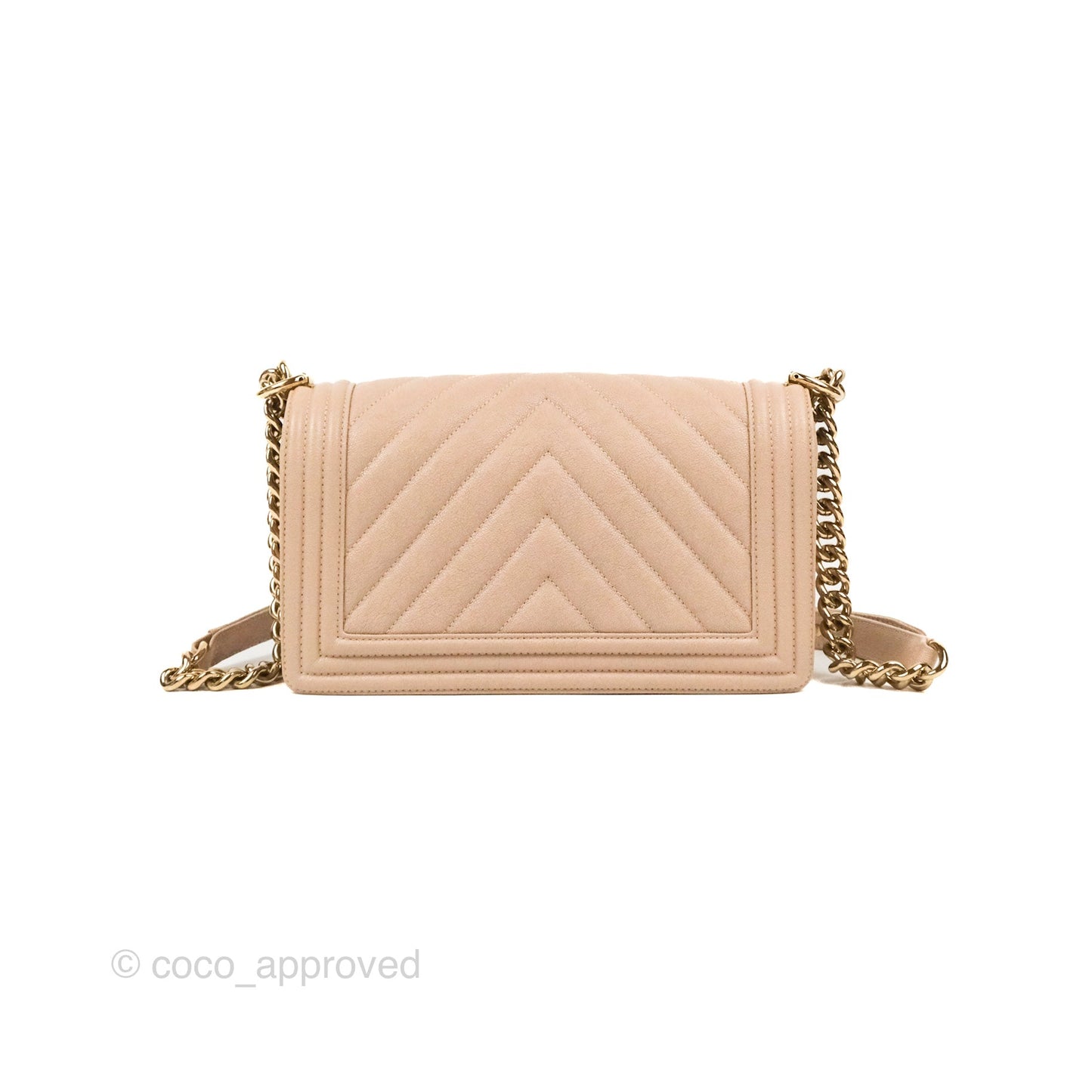 Chanel Chevron Medium Boy Nude Pink Caviar Gold Hardware