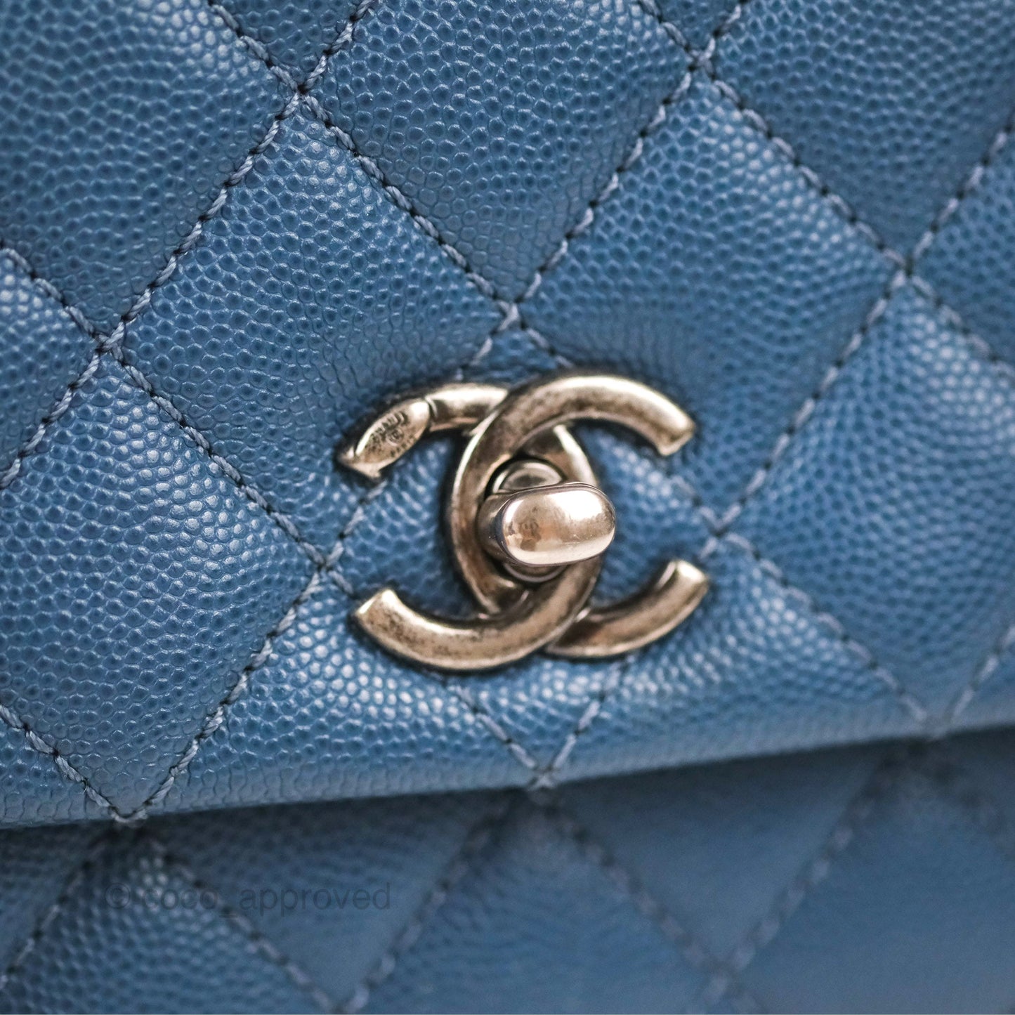 Chanel Small Coco Handle Dark Blue Caviar Ruthenium Hardware