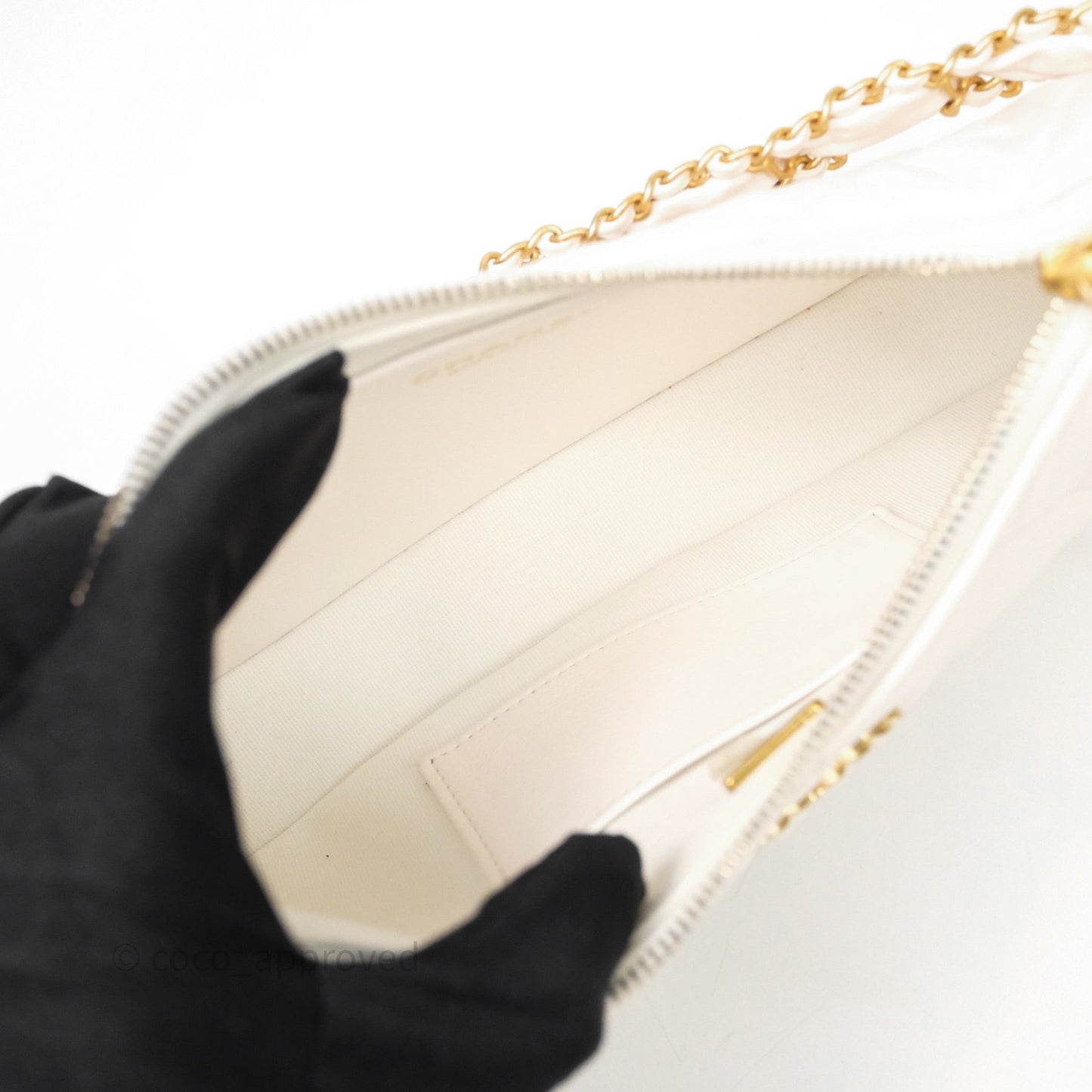 Chanel Hobo Bag White Aged Calfskin Aged Gold Hardware