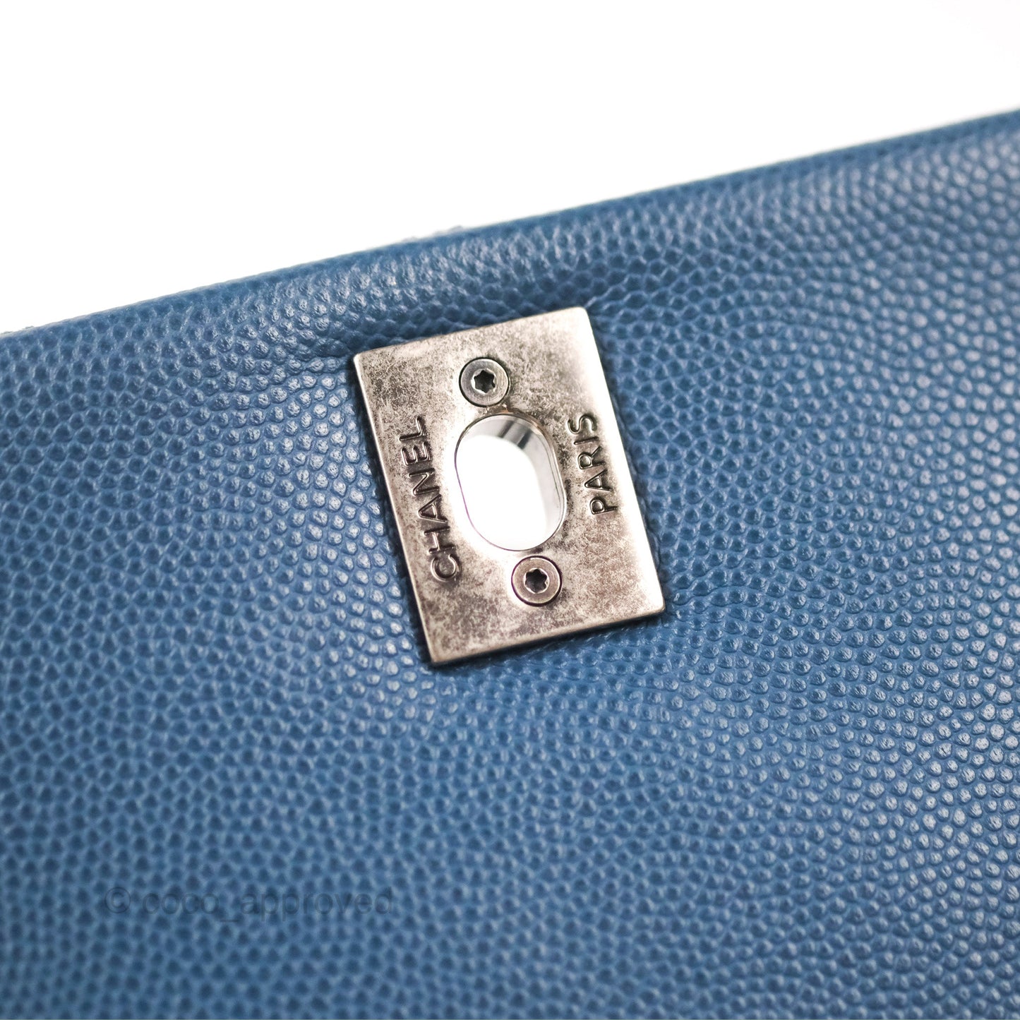 Chanel Small Coco Handle Dark Blue Caviar Ruthenium Hardware