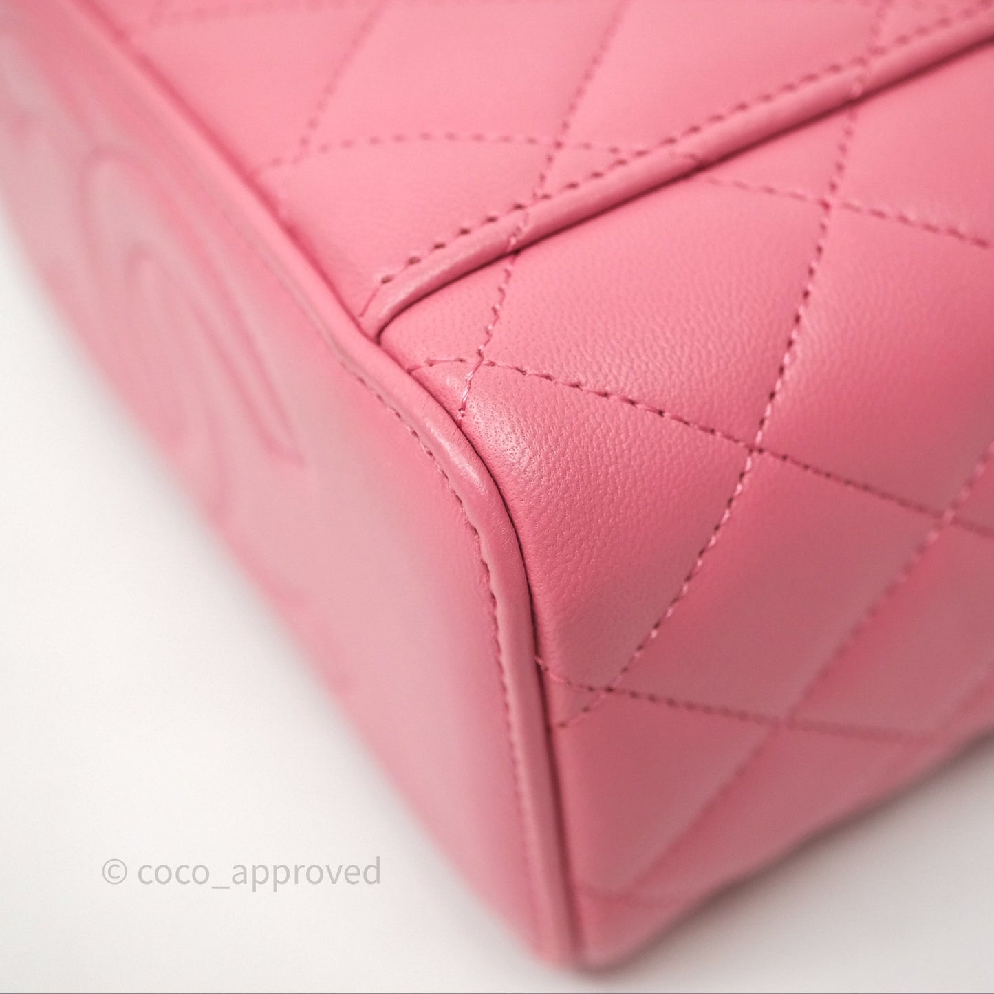 Chanel Vanity Rectangular Top Handle Pink Lambskin Gold Hardware