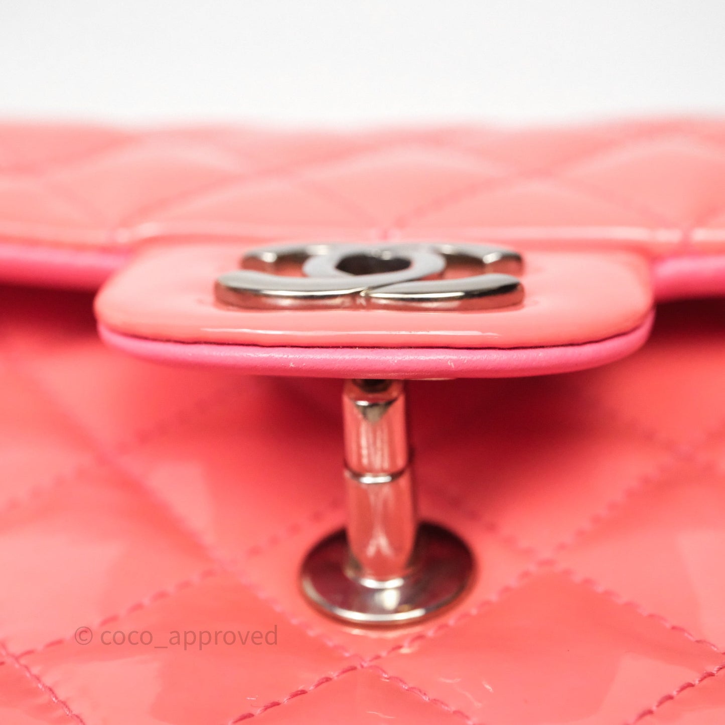 Chanel Quilted Mini Rectangular Pink Patent Silver Hardware