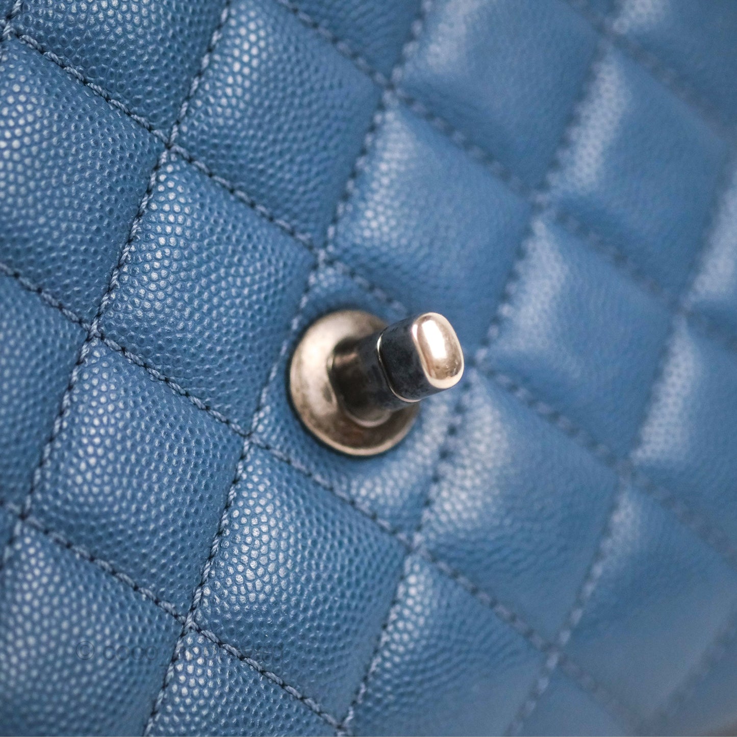 Chanel Small Coco Handle Dark Blue Caviar Ruthenium Hardware