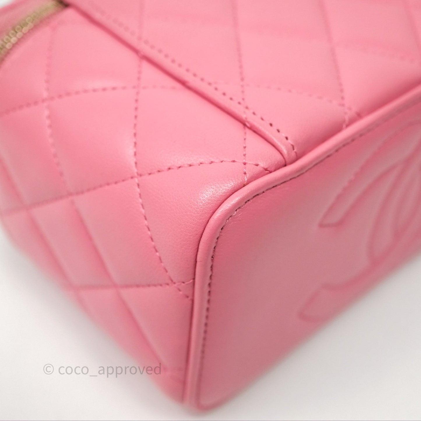 Chanel Vanity Rectangular Top Handle Pink Lambskin Gold Hardware