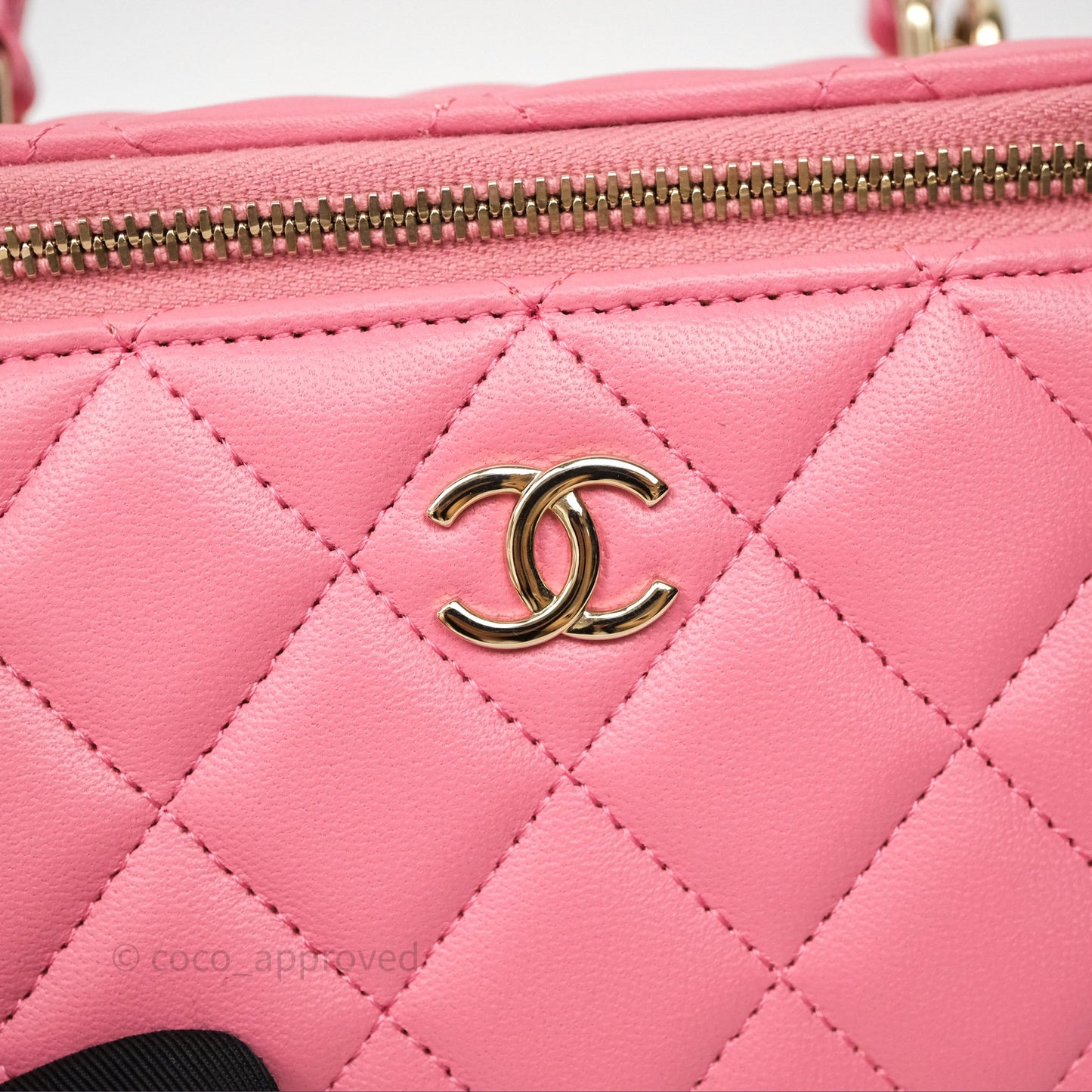 Chanel Vanity Rectangular Top Handle Pink Lambskin Gold Hardware