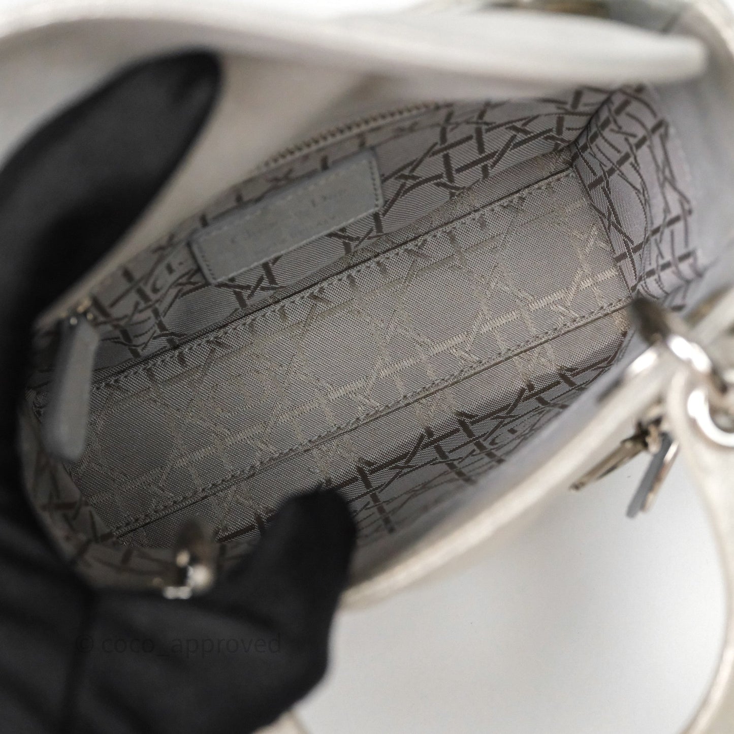Christian Dior Mini Lady Dior Metallic Silver Nubuck Silver Hardware