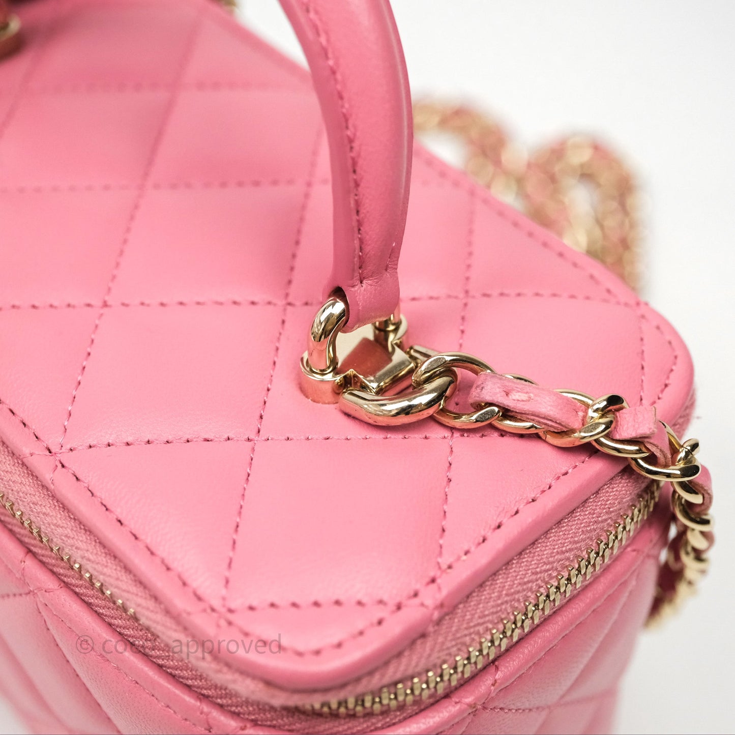 Chanel Vanity Rectangular Top Handle Pink Lambskin Gold Hardware