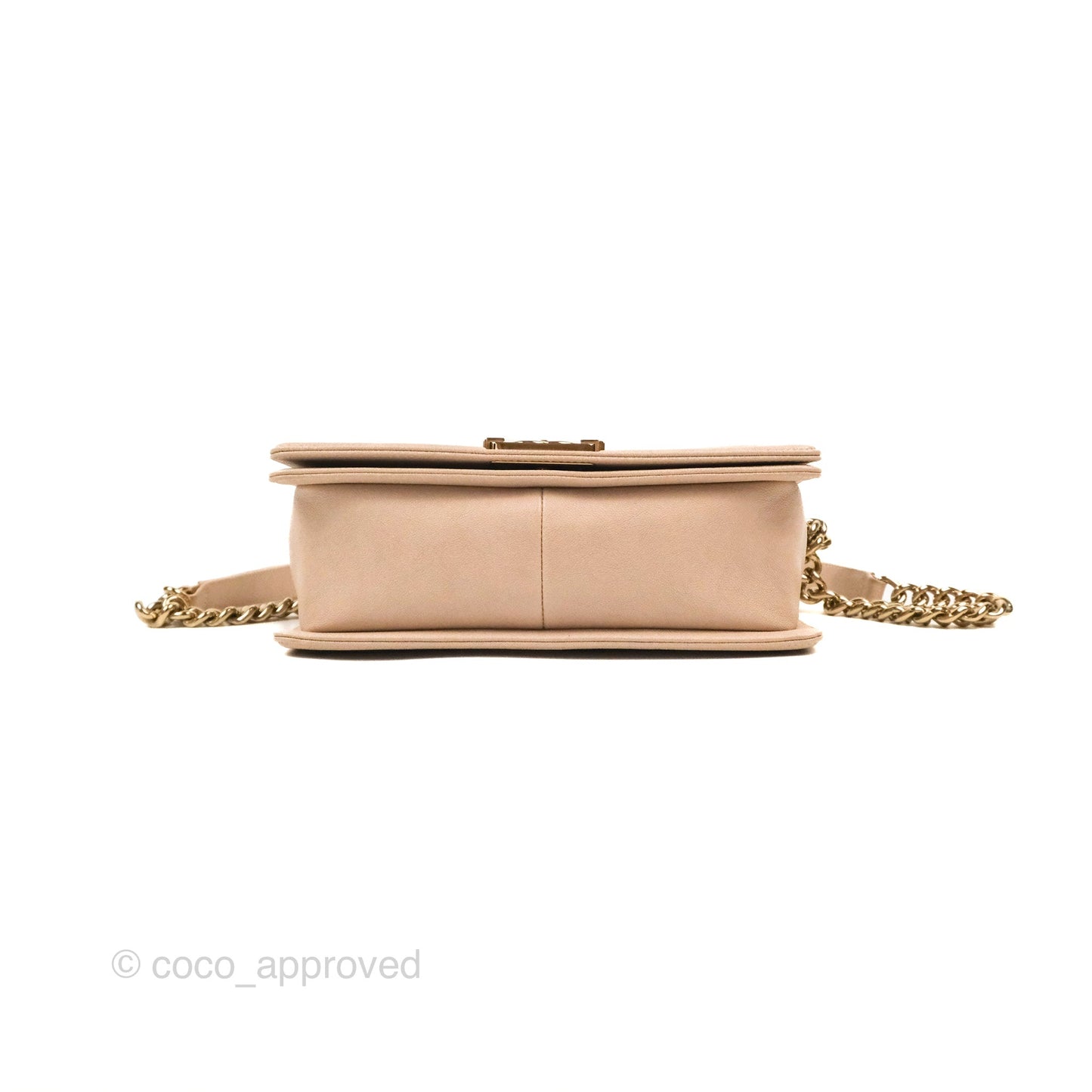 Chanel Chevron Medium Boy Nude Pink Caviar Gold Hardware