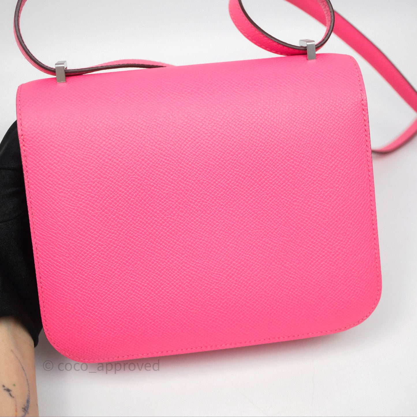 Hermès Mini Constance 18cm Rose Azalee 8W Palladium Hardware