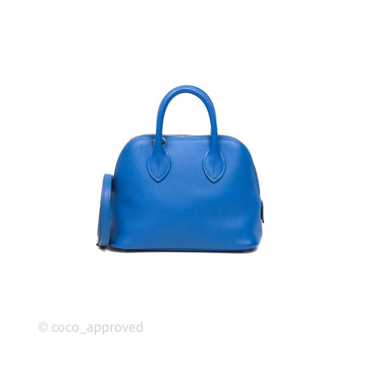 Hermes Mini Bolide 1923 Veau evercolor Bleu Zellige I7 Palladium Hardware