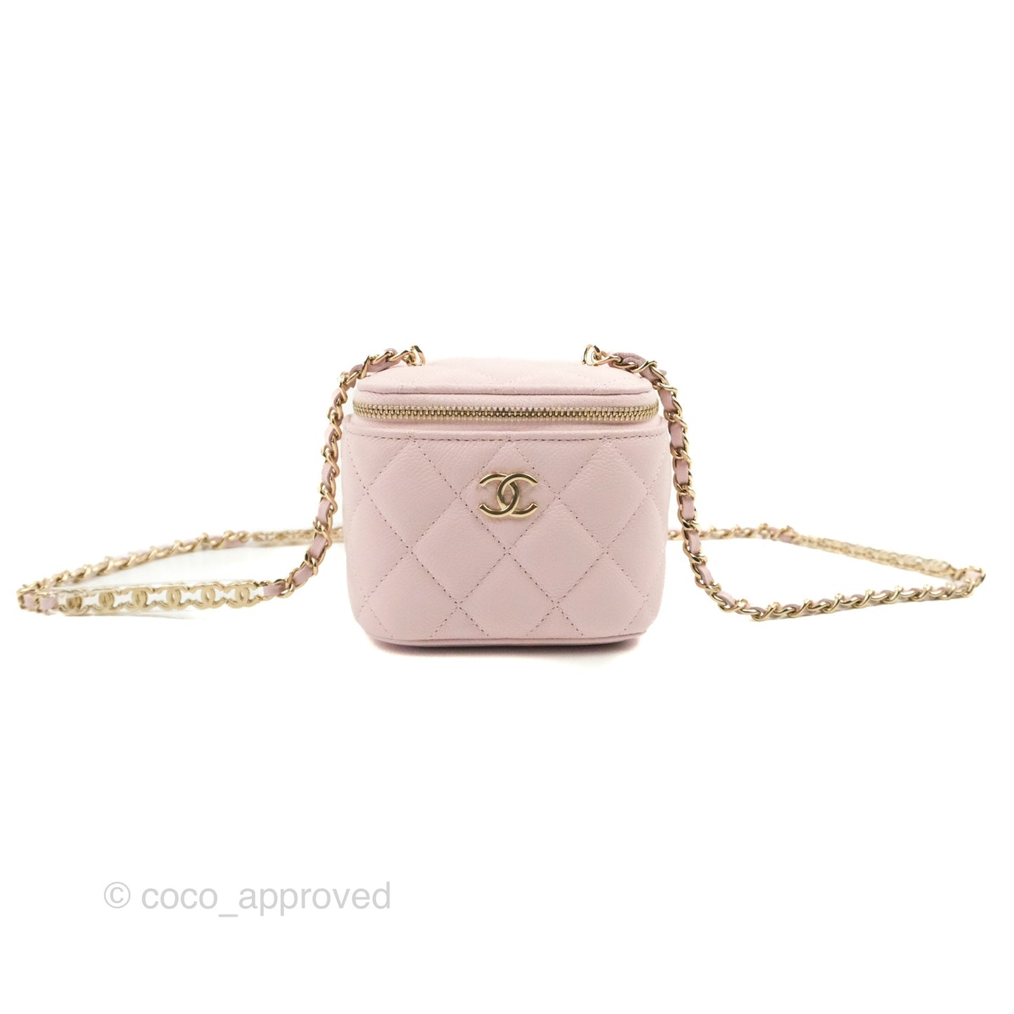 Chanel Mini Vanity With Chain Pink Caviar Gold Hardware
