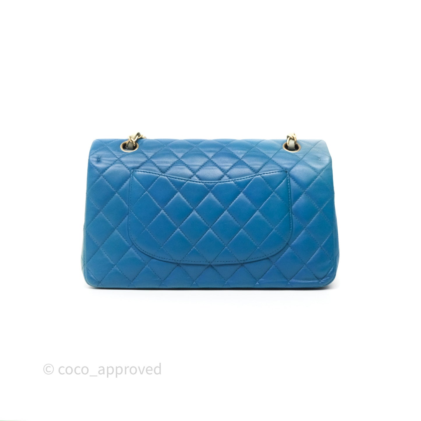Chanel Classic M/L Medium Flap Quilted Ombre Blue Lambskin Gold Hardware