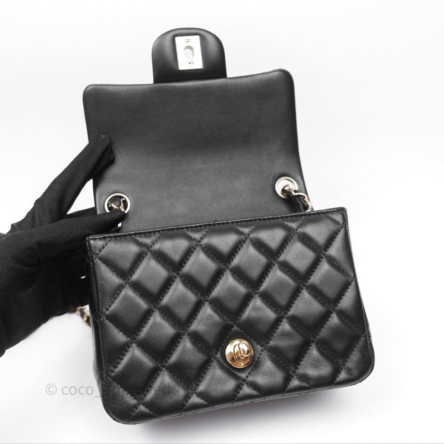 Chanel Mini Square Black Lambskin Gold Hardware