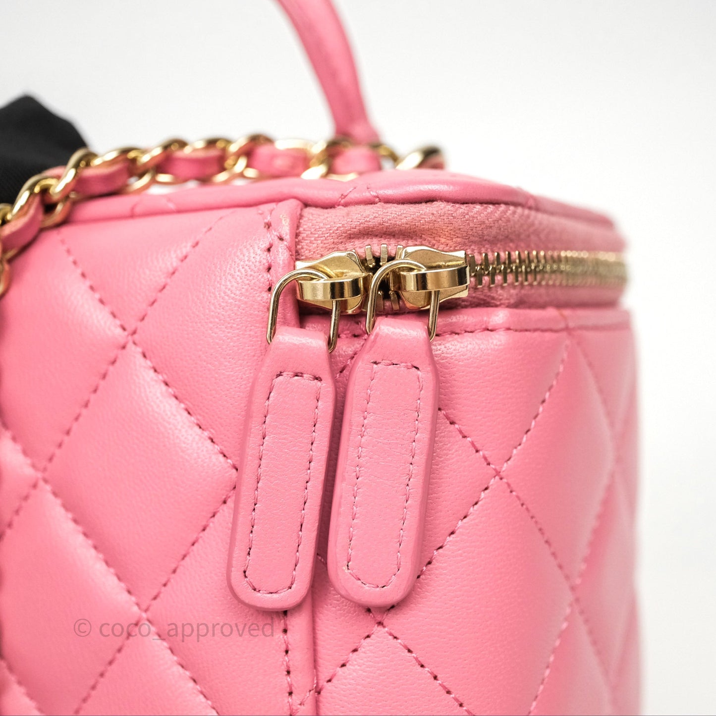 Chanel Vanity Rectangular Top Handle Pink Lambskin Gold Hardware