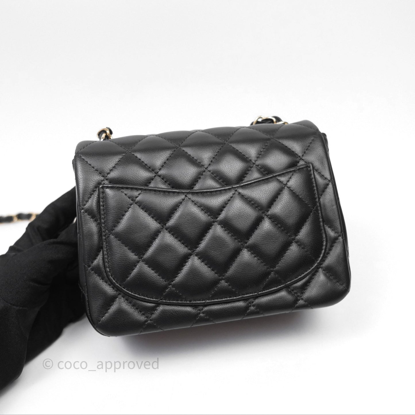 Chanel Mini Square Black Lambskin Gold Hardware