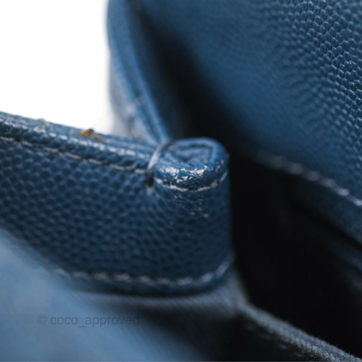 Chanel Small Coco Handle Dark Blue Caviar Ruthenium Hardware