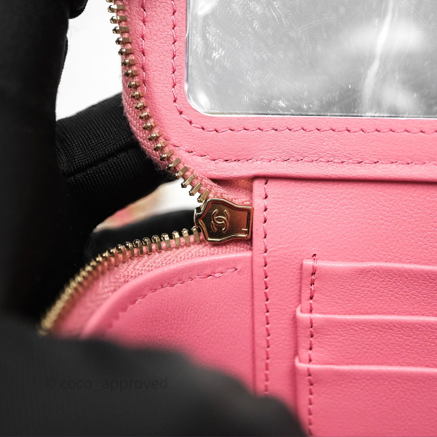 Chanel Vanity Rectangular Top Handle Pink Lambskin Gold Hardware