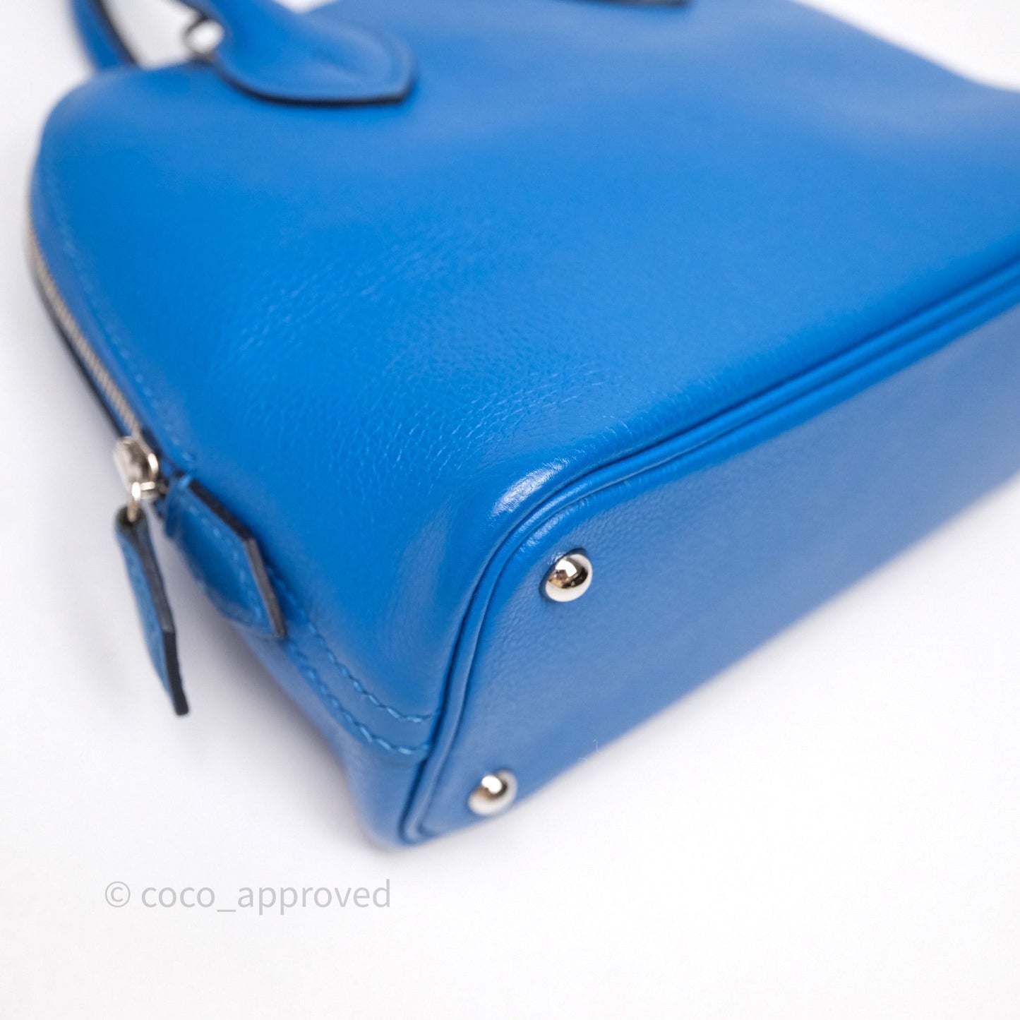 Hermes Mini Bolide 1923 Veau evercolor Bleu Zellige I7 Palladium Hardware