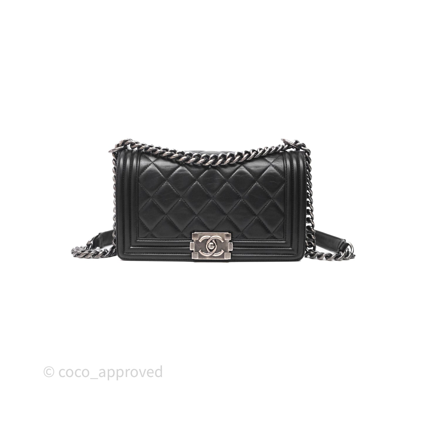 Chanel Quilted Medium Boy Black Lambskin Ruthenium Hardware