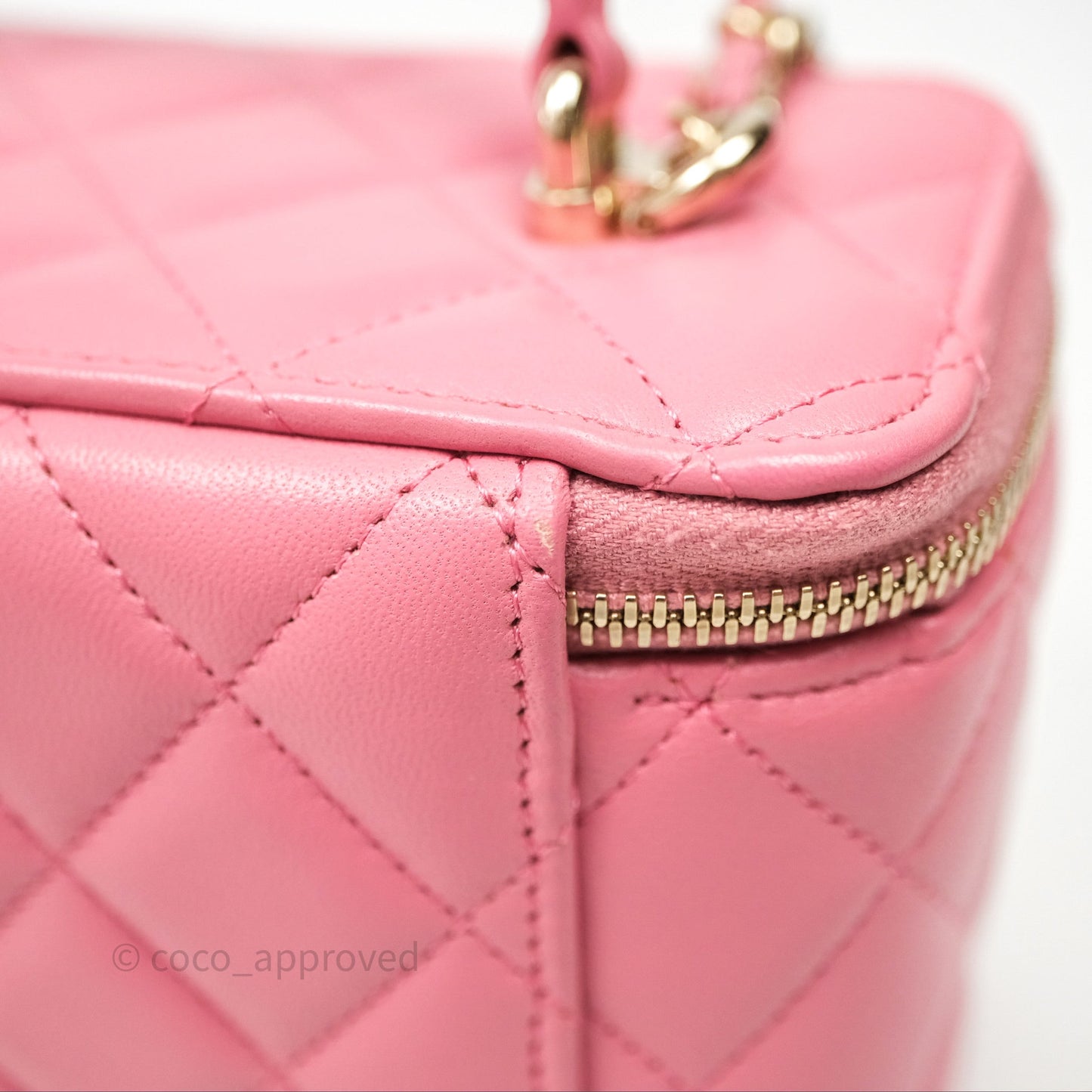Chanel Vanity Rectangular Top Handle Pink Lambskin Gold Hardware