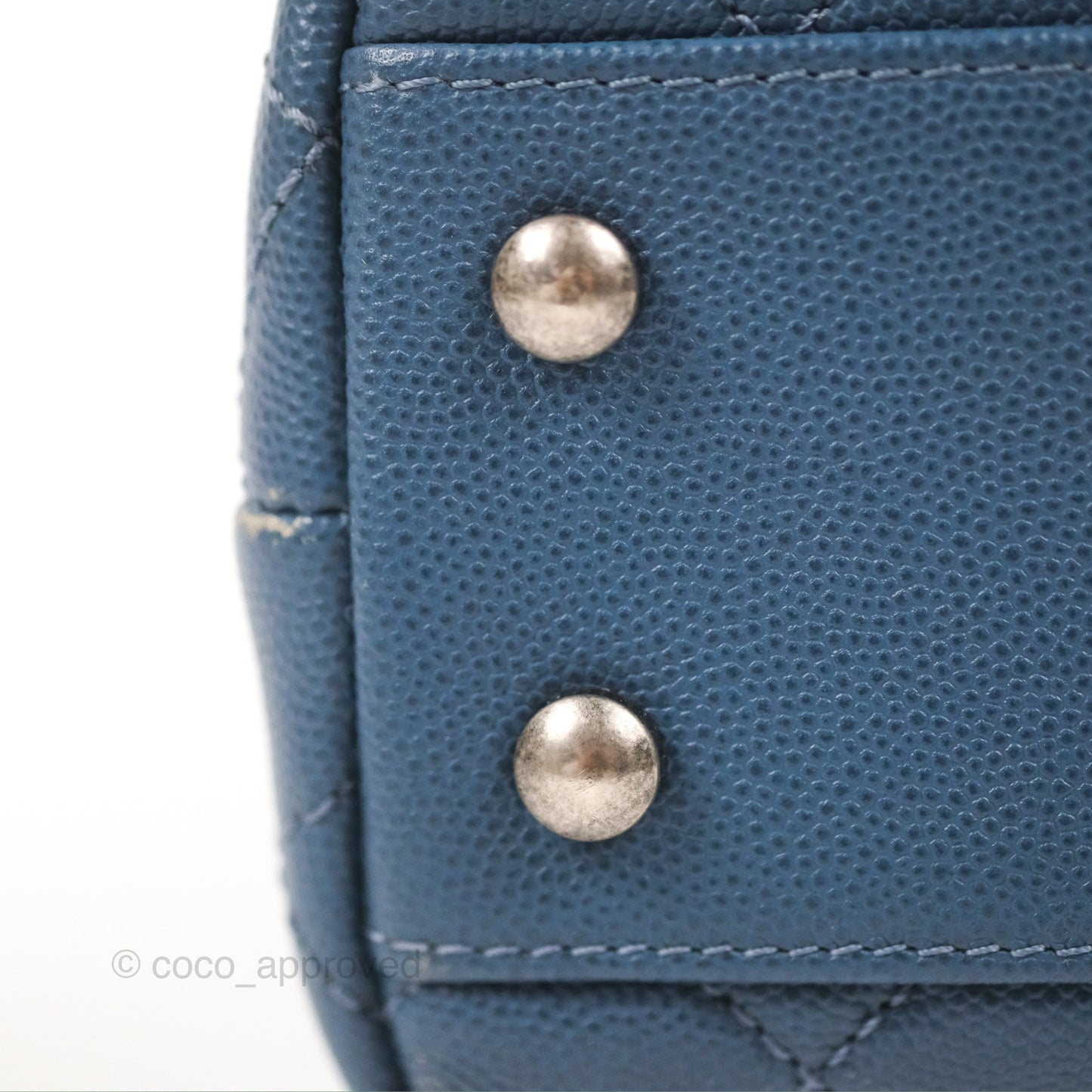 Chanel Small Coco Handle Dark Blue Caviar Ruthenium Hardware