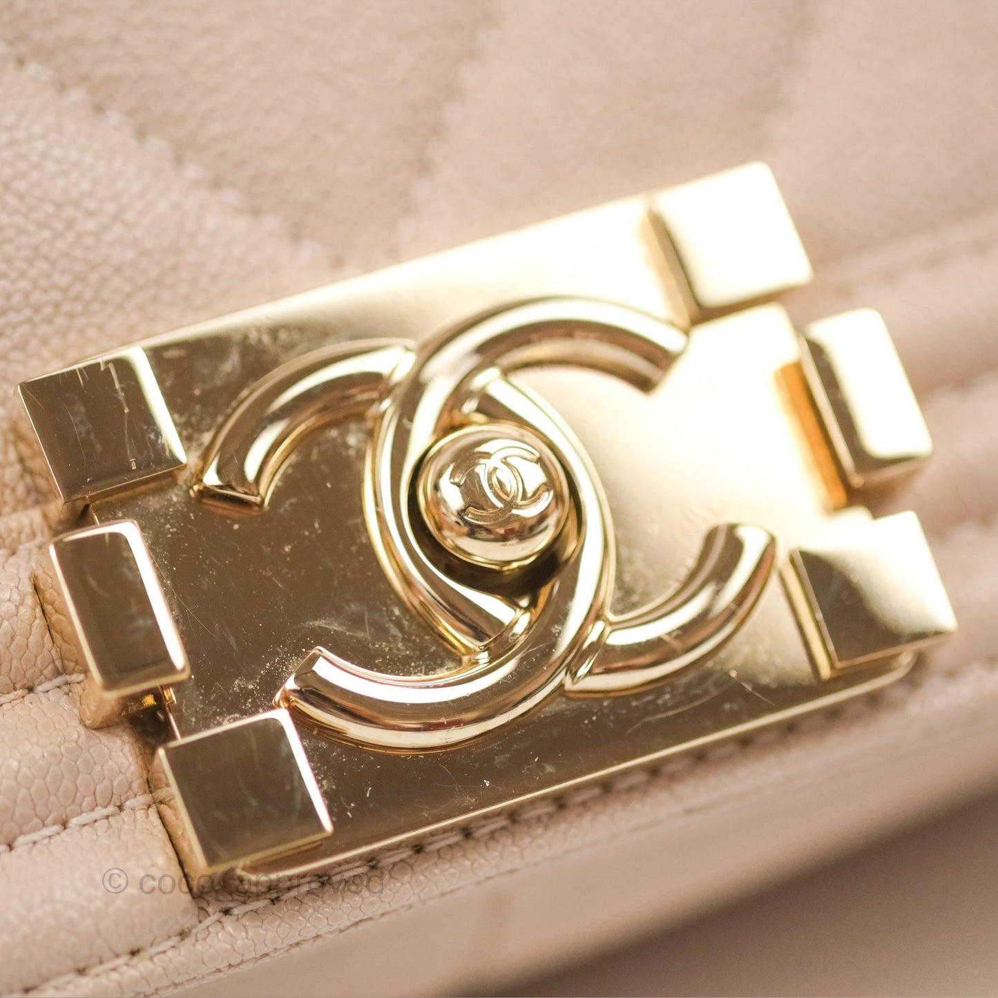 Chanel Chevron Medium Boy Nude Pink Caviar Gold Hardware