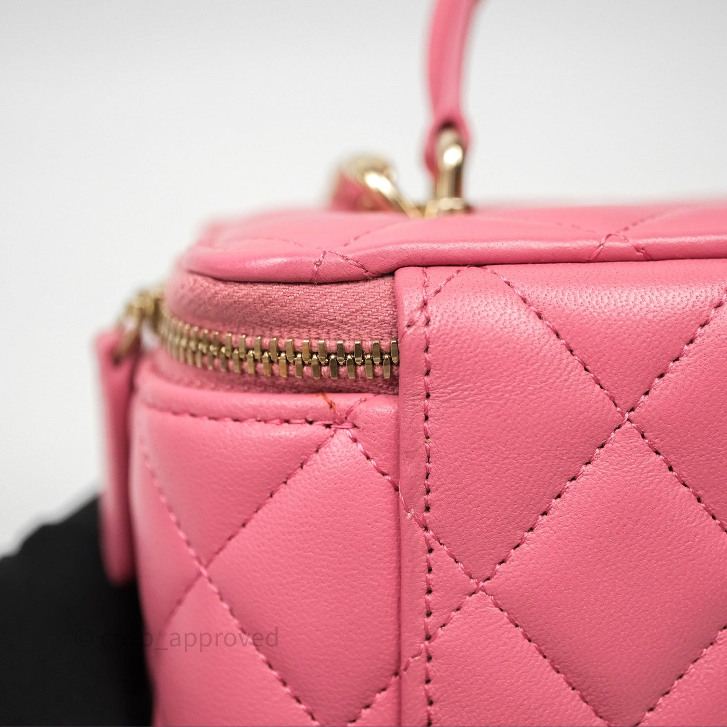 Chanel Vanity Rectangular Top Handle Pink Lambskin Gold Hardware