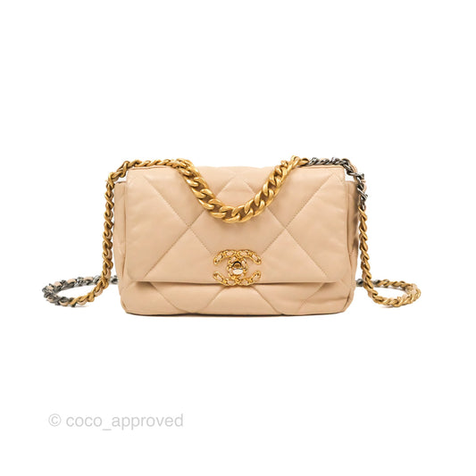 Chanel 19 Small Beige Mixed Hardware