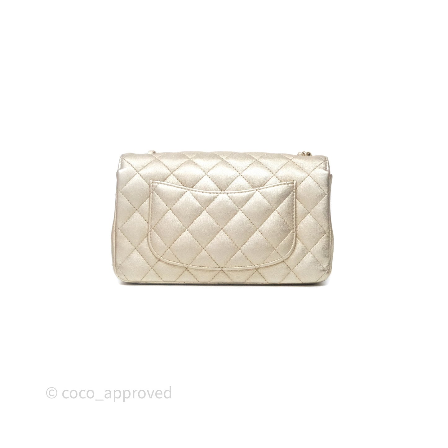 Chanel Quilted Mini Rectangular Iridescent Gold Lambskin Gold Hardware