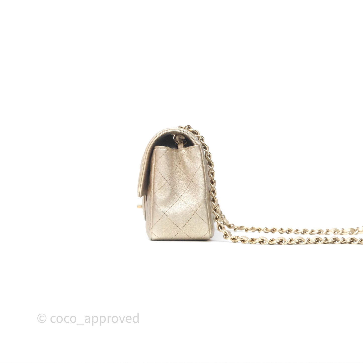 Chanel Quilted Mini Rectangular Iridescent Gold Lambskin Gold Hardware