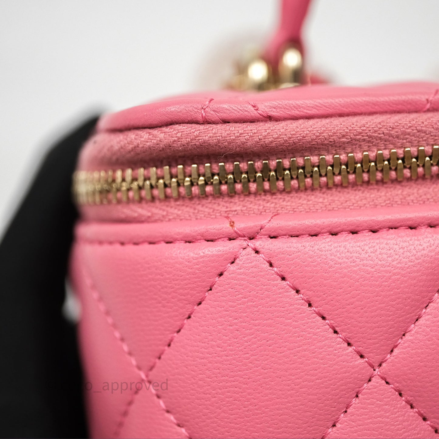 Chanel Vanity Rectangular Top Handle Pink Lambskin Gold Hardware