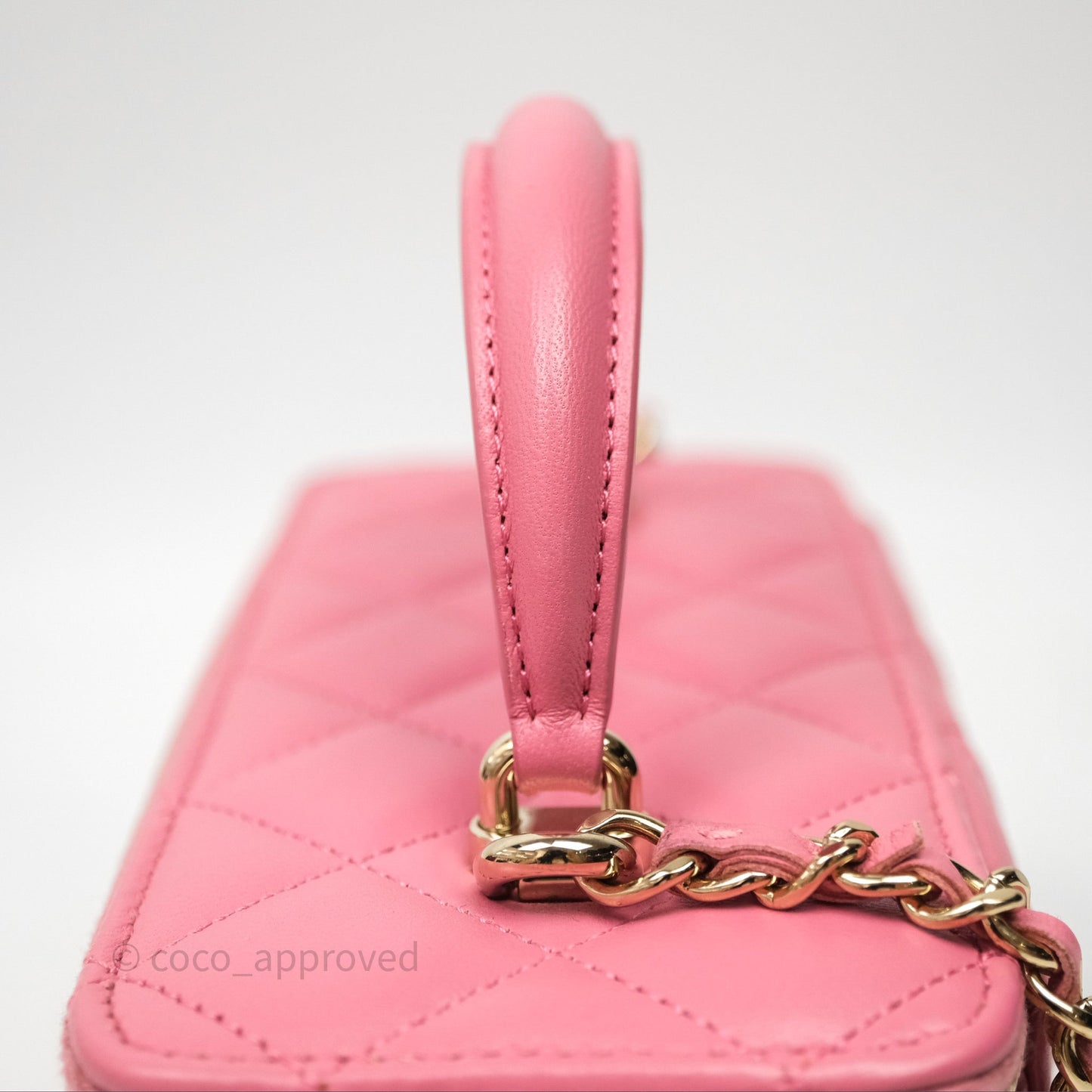 Chanel Vanity Rectangular Top Handle Pink Lambskin Gold Hardware