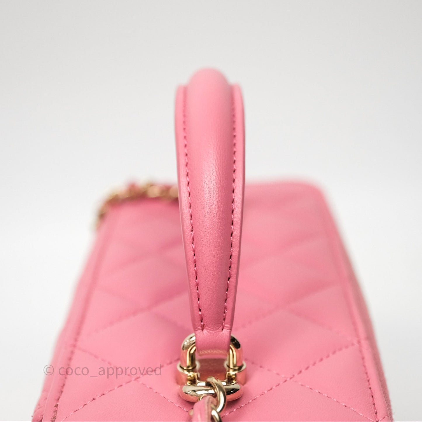 Chanel Vanity Rectangular Top Handle Pink Lambskin Gold Hardware
