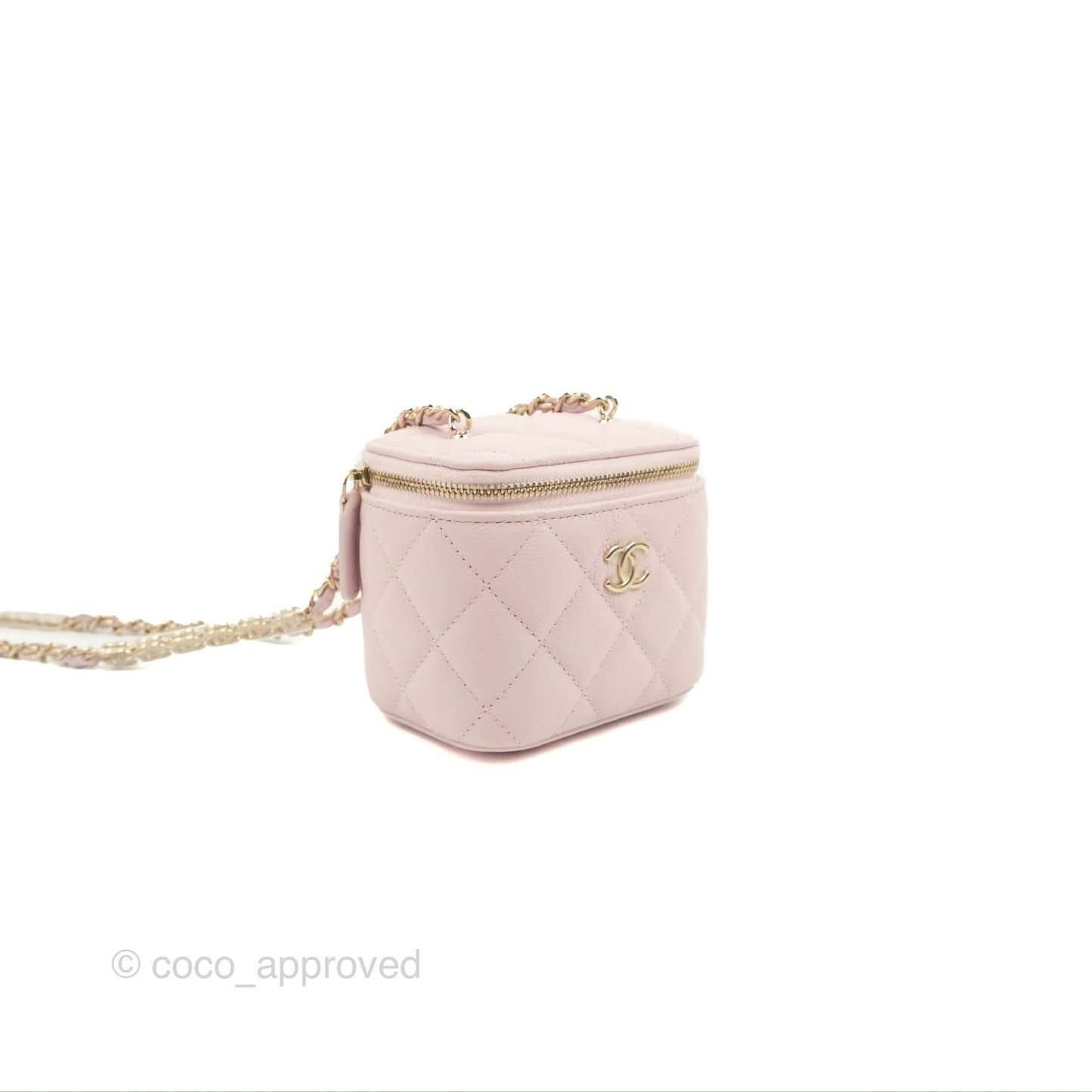Chanel Mini Vanity With Chain Pink Caviar Gold Hardware