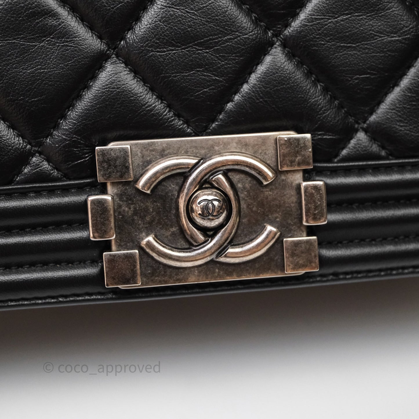 Chanel Quilted Medium Boy Black Lambskin Ruthenium Hardware