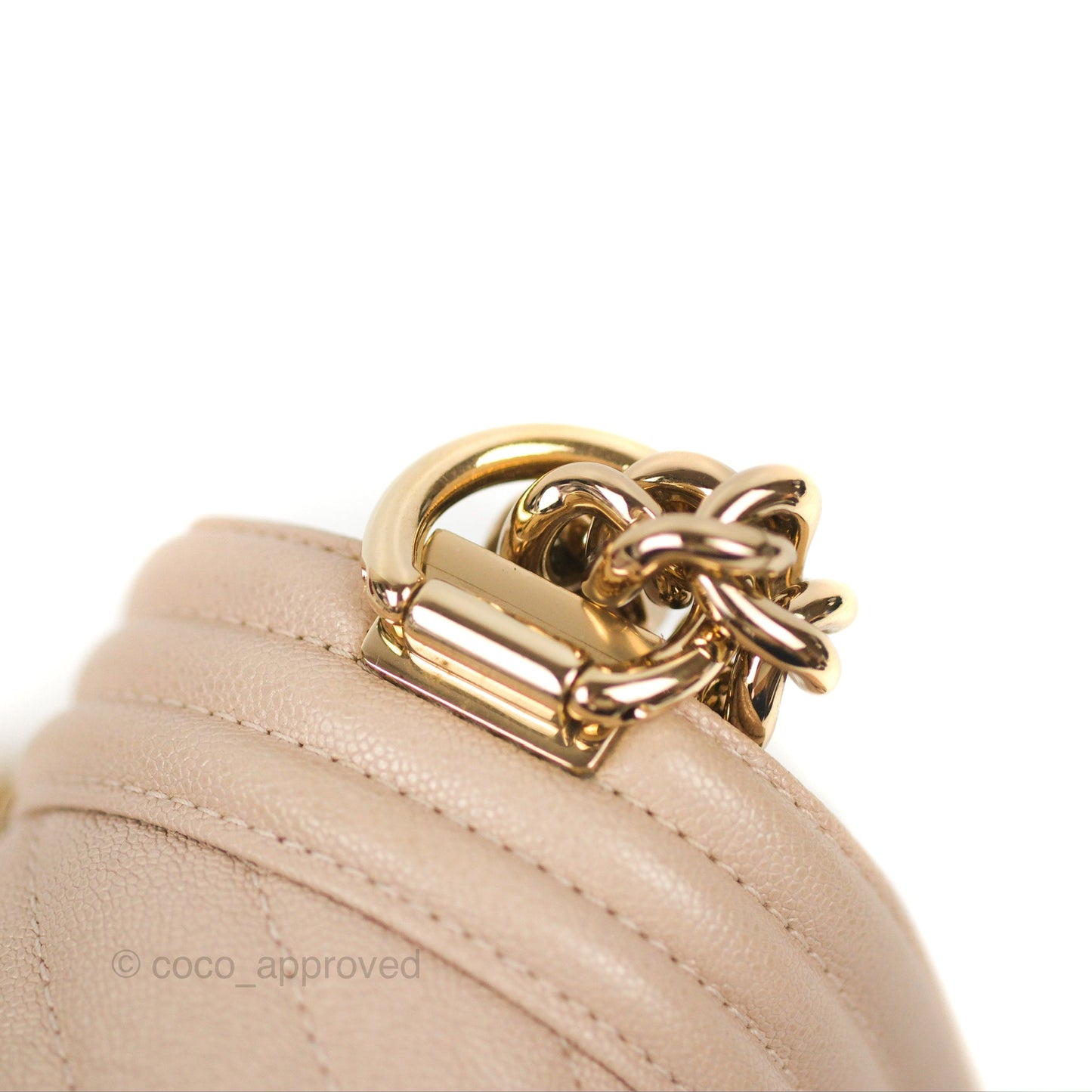 Chanel Chevron Medium Boy Nude Pink Caviar Gold Hardware