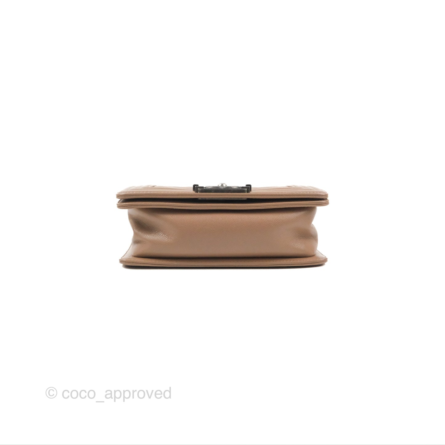 Chanel Small Chevron Boy Taupe Caviar Ruthenium Hardware