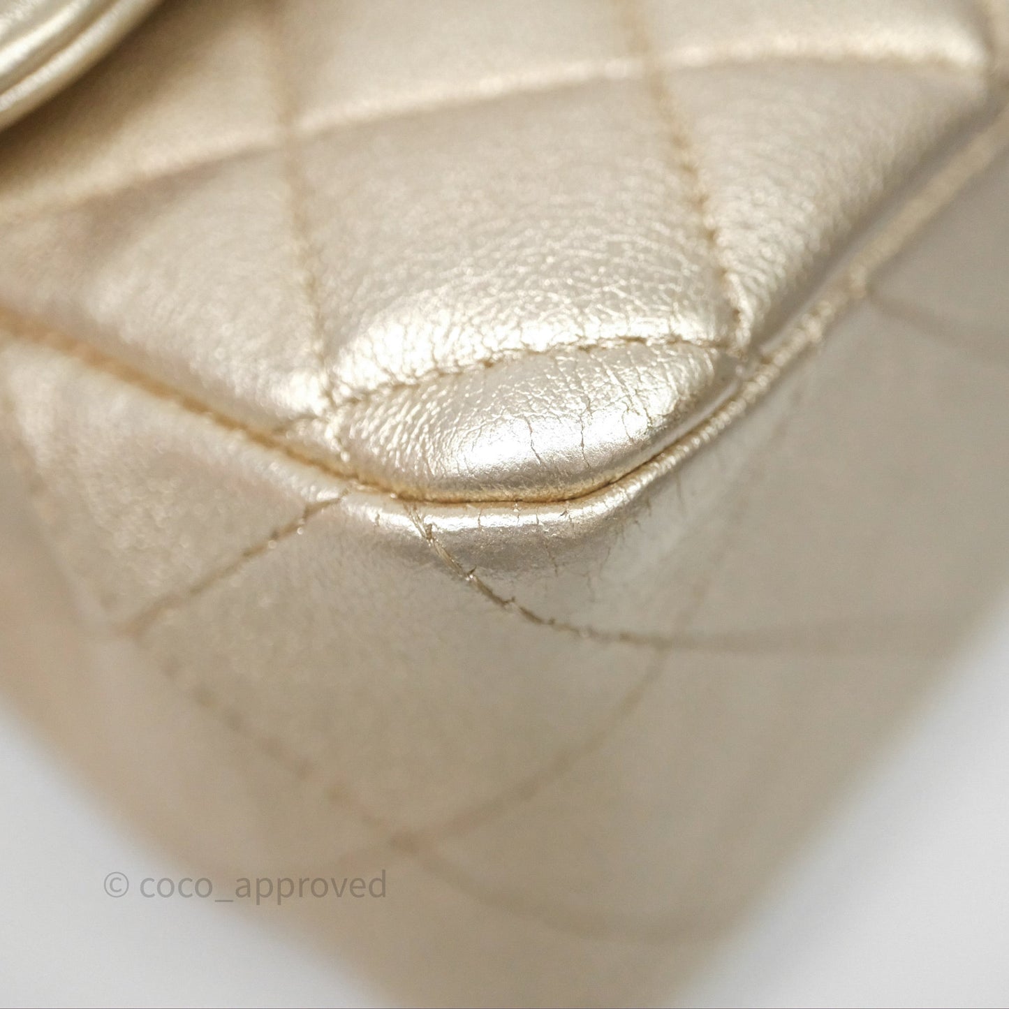 Chanel Quilted Mini Rectangular Iridescent Gold Lambskin Gold Hardware