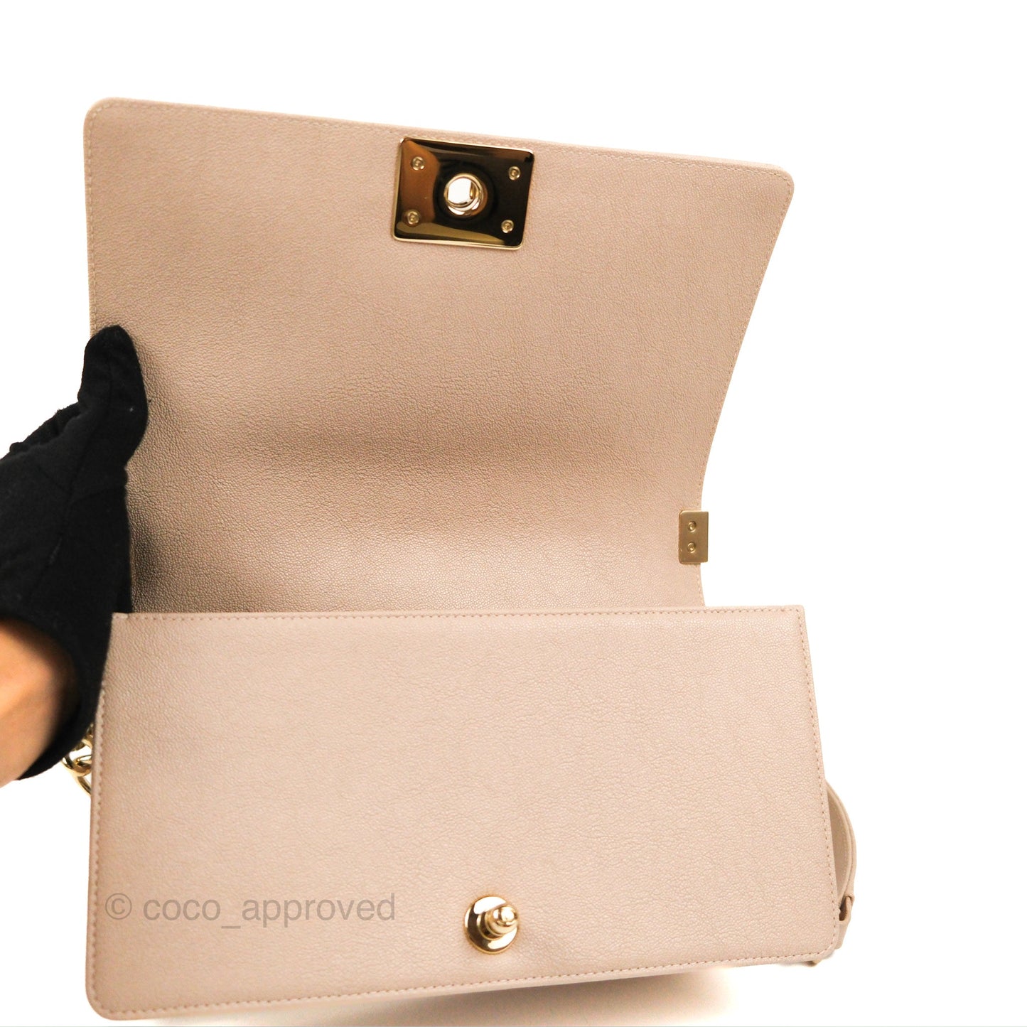 Chanel Chevron Medium Boy Nude Pink Caviar Gold Hardware