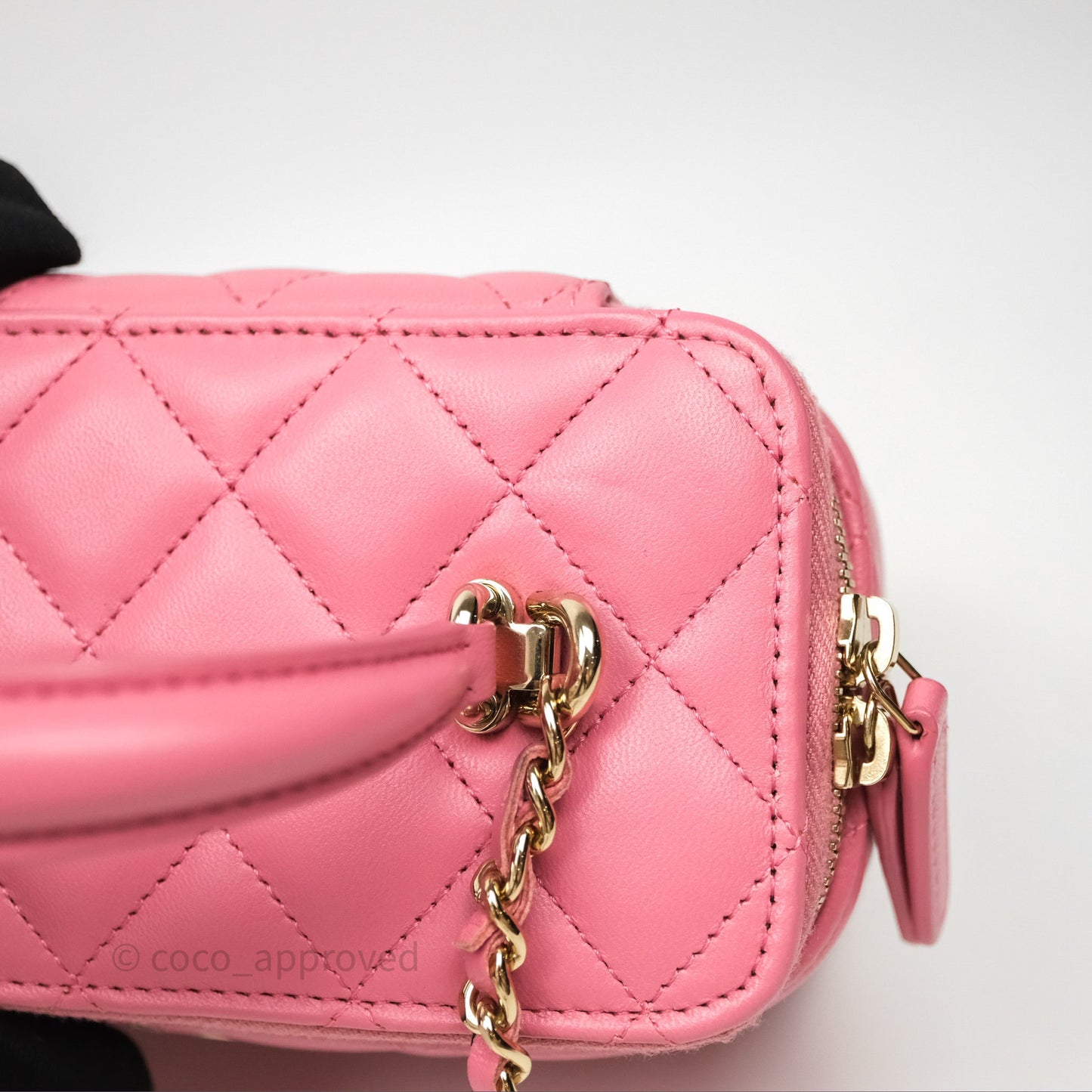 Chanel Vanity Rectangular Top Handle Pink Lambskin Gold Hardware