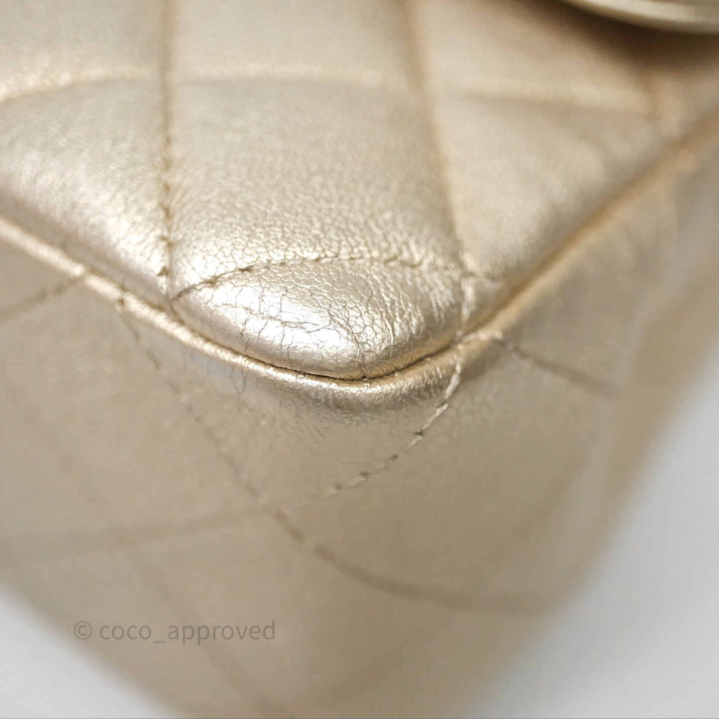 Chanel Quilted Mini Rectangular Iridescent Gold Lambskin Gold Hardware