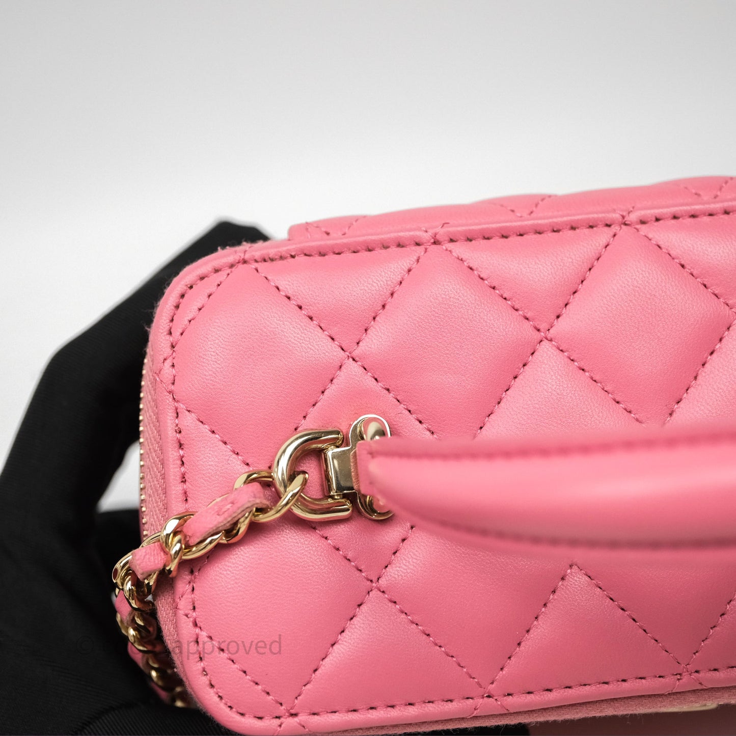 Chanel Vanity Rectangular Top Handle Pink Lambskin Gold Hardware