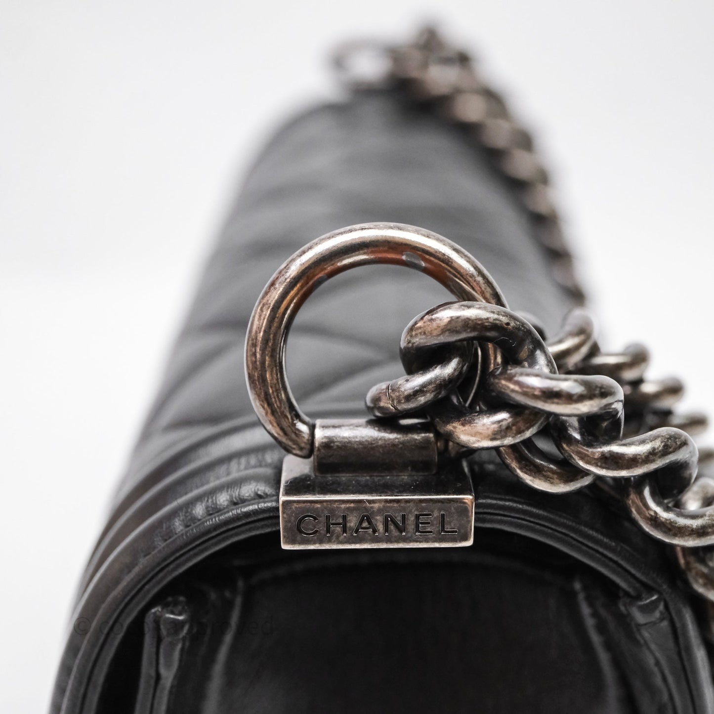 Chanel Quilted Medium Boy Black Lambskin Ruthenium Hardware