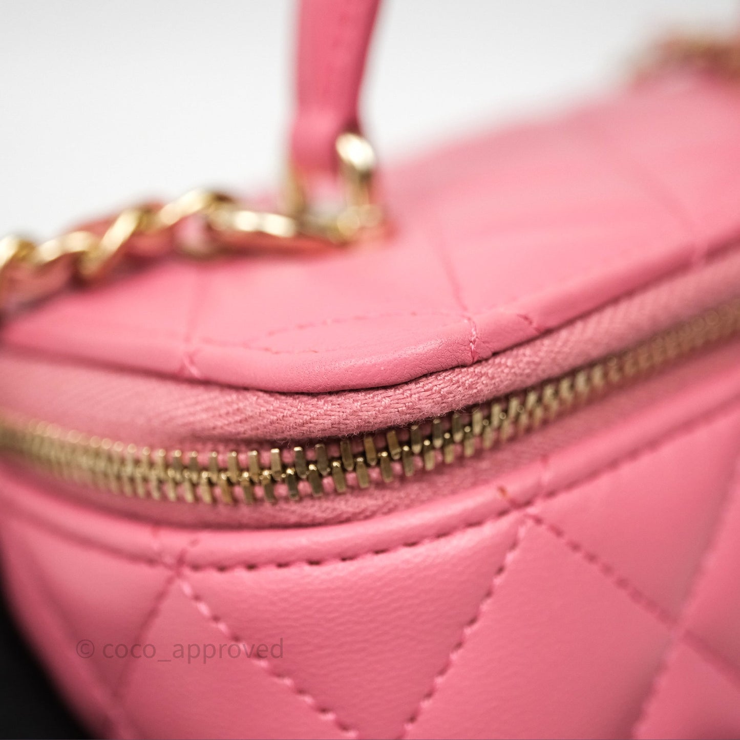 Chanel Vanity Rectangular Top Handle Pink Lambskin Gold Hardware