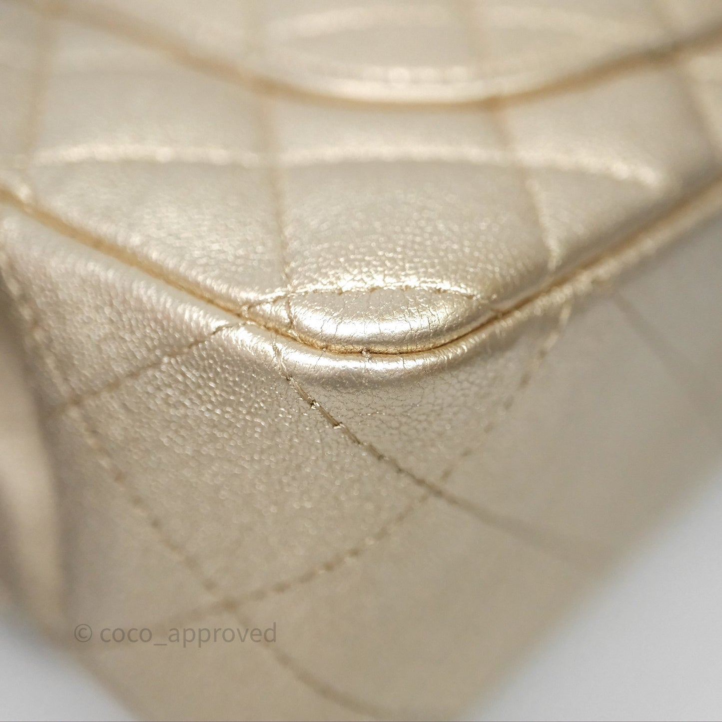 Chanel Quilted Mini Rectangular Iridescent Gold Lambskin Gold Hardware